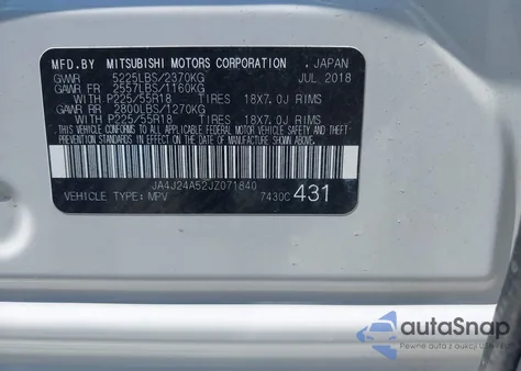 2018 Mitsubishi Outlander Phev Gt/Sel from USA, damaged, VIN JA4J24A52JZ071840